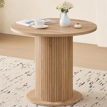 35.5" Round Dining Table for 2, Modern Small Pedestal Kitchen Table, Space Saving, for Apartment Dining Living Room - color: Mini Natural 35.5