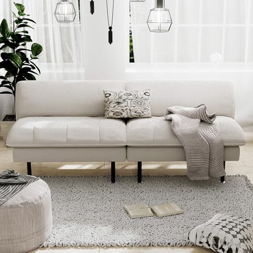 Ribilake 70" Futon Sofa Bed, 4 in 1 Multi-Function Couch Sleeper with Adjustable Backrest, Modern Convertible Futon, Recliner Small Loveseat for Living Room, Dorm, Beige - color: Beige, size: 1Set