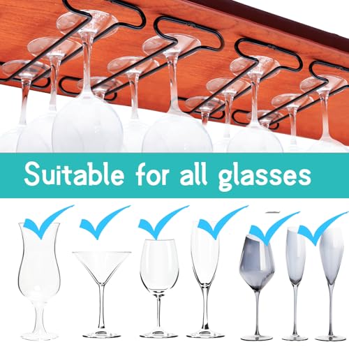 Wine Glass Rack Under Cabinet Shelf Glasses Holder Storage with Drying Stemware Rack Under Counter Metal Hanger Hanging Rack for Kitchen Black - size: set of 4 black, style: Single Opening