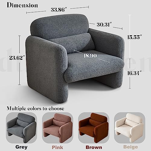 Modern Accent Single Sofa Chair with Arms, Lamb Fabric Upholstered Comfy Reading Arm Chair for Bedroom, Living Room-Beige - color: Dark Gray, size: 30.31"D x 33.86"W x 31.5"H
