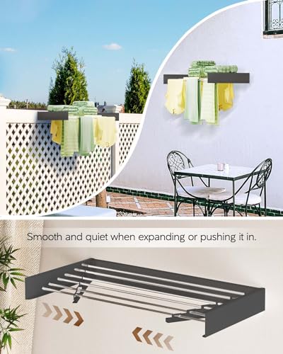 Vikaqi Wall Mounted Clothes Drying Rack 40", Foldable Wall Mount Laundry Rack Folding Indoor, Drying Rack Clothing Collapsible, Hidden Space Saver with Wall Template, 6 Rods, Black - color: Black, size: 40" Wide