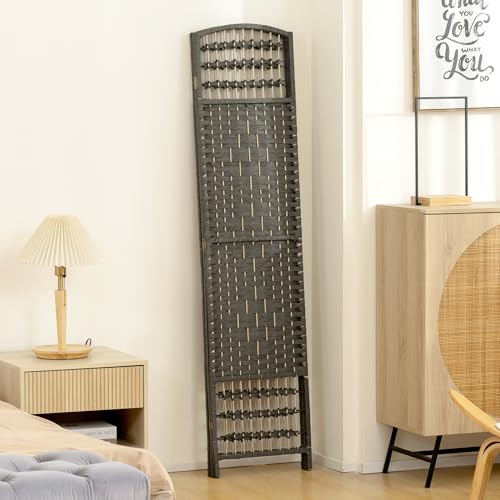 HOMCOM 3 Panel Room Divider, Folding Privacy Screen, 5.6', Dark Gray | Room Separator, Wave Fiber Freestanding Partition Wall Divider - color: Dark Gray, size: 3 Panel