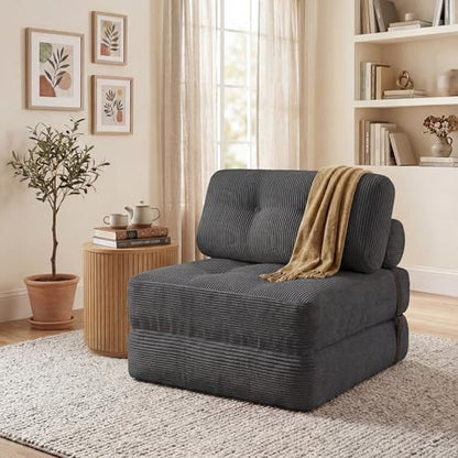 COSTWAY Folding Sofa Bed with Pillow, Convertible Couch (Black) | with Backrest & Fixing Straps, Boneless Convertible Sleeper Chair for Adults, Guest Use, Living Room - color: Black