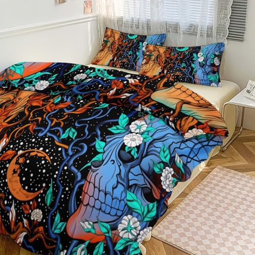 Bohemian Black Floral 3 Piece Reversible Bedding Set 86"x70",Double Sided Brushed Microfiber Duvet Cover Set with 2 Pillowcases Soft Breathable Comforter Cover for Home - color: Bohemian Black Floral, size: 86"x70"