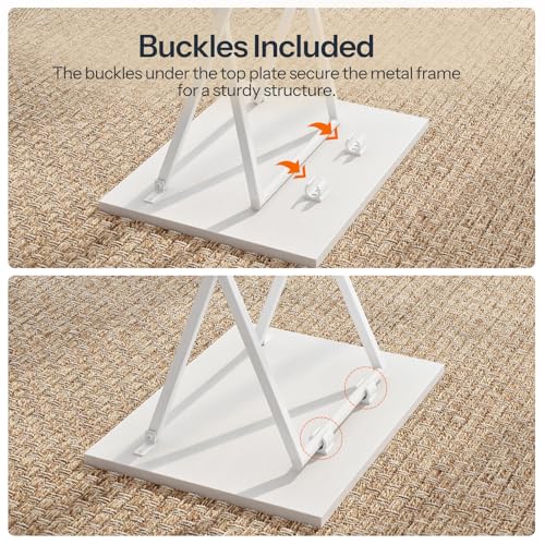 HOOBRO Folding TV Tray Tables, Set of 2 Side Table for Small Space, Industrial Snack Tables for Eating at Couch, Stable Metal Frame, Easy Assembly, Space Saving, White WW25BZ01N1 - color: White