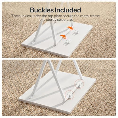 HOOBRO Folding TV Tray Tables, Set of 2 Side Table for Small Space, Industrial Snack Tables for Eating at Couch, Stable Metal Frame, Easy Assembly, Space Saving, White WW25BZ01N1 - color: White