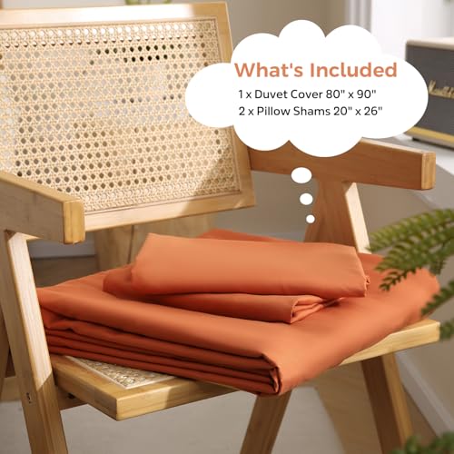 JSD Burnt Orange Duvet Cover Set Full Size | 3 Piece Soft Microfiber Duvet Cover with Pillow Shams Zipper Closure, Comforter Not Included, Oeko-Tex Certified - color: Burnt Orange, size: Full