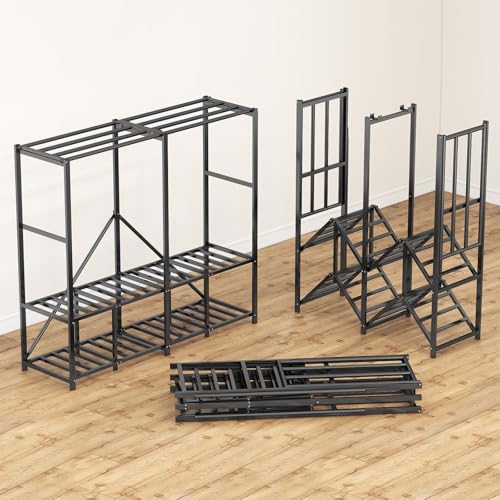 Umeiga Heavy Duty Portable Closet with Cover 1200Ibs Foldable Covered Clothes Rack for Hanging Armoire Wardrobe Closet System Freestanding Coat Storage Garment Racks (168cm/66in Gray) - size: 66" Wide