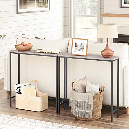HOOBRO Narrow Console Table, 29.5" Small Entryway Table, Thin Sofa Table, Side Table, Display Table, for Hallway, Bedroom, Living Room, Foyer, Greige and Black BG75XG01 - color: Greige + Black