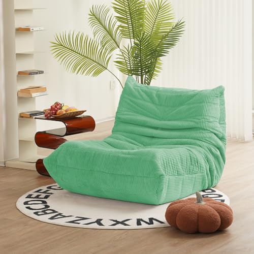 N&V Fireside Chair, Mid Century Armless Floor Sofa, Soft Premium Corduroy Floor Lounge Chair, Foam Sofa Accent Chair for Living Room Bedroom and Office (Mint) - color: Mint