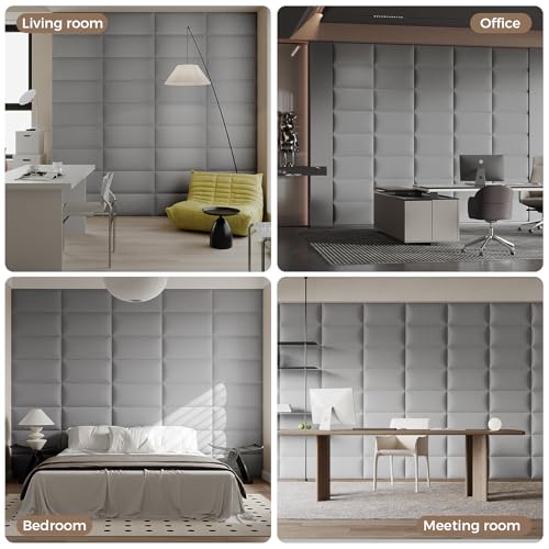 Minimalist Gray Removable Linen Headboard 24x12 Inch 6-Panel Kit - Lightweight Linen Panels for Queen Beds, Renters-Friendly Design - color: Linen -Grey