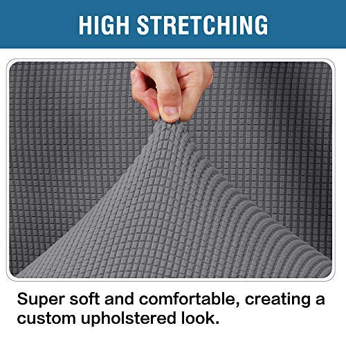 H.VERSAILTEX Ottoman Cover Slipcover Rectangle Fit Length 29"-34" Footrest Sofa Slipcovers Stool Cover Footstool Protector Covers Feature Stretch Thick Soft Jacquard Fabric Removable Washable - Grey - color: Grey, size: Rectangle-Large