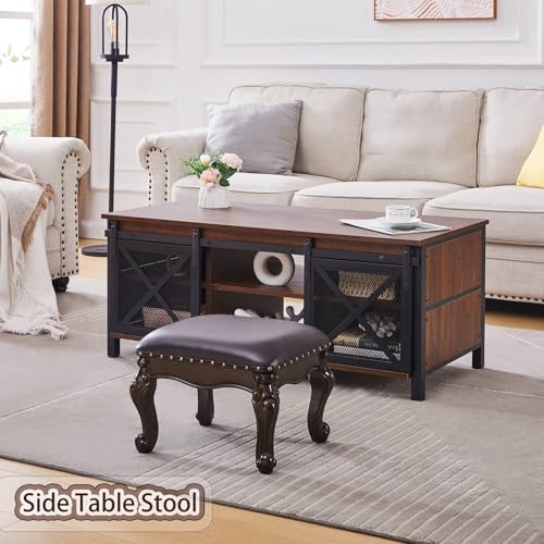 Ottoman Foot Rest, Small Leather Ottoman Footstool,Vintage Ottoman，Living Room Ottoman,Solid Wooden Shoe Stool,Shoe Change Bench at The Entrance (Dark Grey) - color: Dark Grey