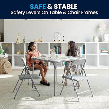 Flash Furniture Mindy Kids 5-Piece Folding Table and Chair Set, Printed | Daycare and Classroom, Children's Activity Table, Portable - color: Printed, size: 5 Piece Set