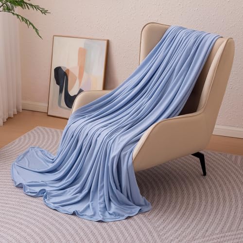 Amazon Basics Cooling Blanket for Hot Sleepers, Reversible Lightweight Thin Throw Blanket for Bed, Couch and Sofa, Twin XL (60" x 90"), Blue - color: Blue, size: Twin XL