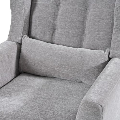 Accent Chair, Living Room Chairs with Solid Wood Legs & Pillow | Chairs Living Room with High Tufted Backrest, Reading Chair for Bedroom/Office, Chenille Fabric - color: Grey