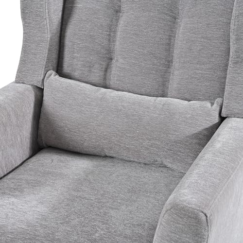 Accent Chair, Living Room Chairs with Solid Wood Legs & Pillow | Chairs Living Room with High Tufted Backrest, Reading Chair for Bedroom/Office, Chenille Fabric - color: Grey