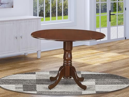 East West Furniture DLT-MAH-TP Dublin Dining Room Table - a Round Solid Wood Table Top with Dropleaf & Pedestal Base, 42x42 Inch, Mahogany - color: Mahogany