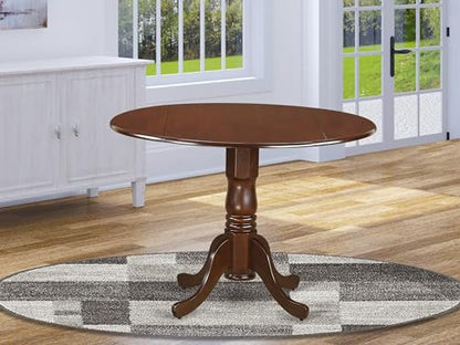 East West Furniture DLT-MAH-TP Dublin Dining Room Table - a Round Solid Wood Table Top with Dropleaf & Pedestal Base, 42x42 Inch, Mahogany - color: Mahogany