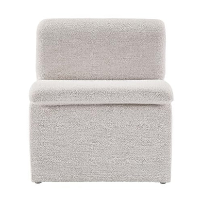 Modway Lume Curved Lounge Chair in Parchment Boucle Fabric – Modern Upholstered Armless Accent Chair with Padded Cushion - Unique Slipper Chair for Bedroom or Living Room - color: Parchment
