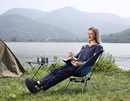MARCHWAY Lightweight Folding Camping Chair with Spring Lock, Stable Compact Portable for Outdoor Camp, Travel, Beach, Picnic, Festival, Hiking, Backpacking (Lowback Dark Blue) - color: Lowback Dark Blue