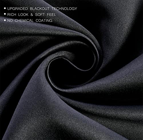 1 Pair Thermal Insulated Grommet 52-Inch-by-84-Inch Blackout Window Curtain Panels with 2 Tie Backs, Black - color: Black, size: 52"W x 84"L (Pack of 2)