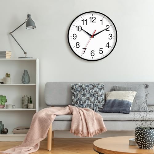 Wall Clock Analog 16 Inch Black Battery Operated Silent Clock | Easy To Read, Non Ticking, Round, Accurate, Kitchen, Living Room, Classroom, Office, School - color: A_black, size: 16 Inch