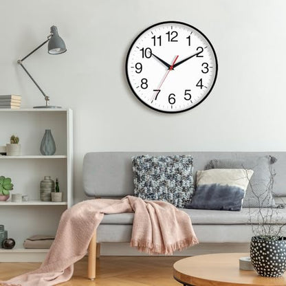 Wall Clock Analog 16 Inch Black Battery Operated Silent Clock | Easy To Read, Non Ticking, Round, Accurate, Kitchen, Living Room, Classroom, Office, School - color: A_black, size: 16 Inch