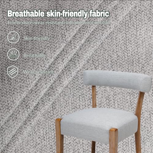 RNKSFX Upholstered Dining Chairs Set of 2, Wooden Kitchen & Dining Room Chairs, Mid Century Modern Fabric Farmhouse Dining Chairs Oversized Sturdy Rounded Chairs Curved Back, Grey - color: Grey