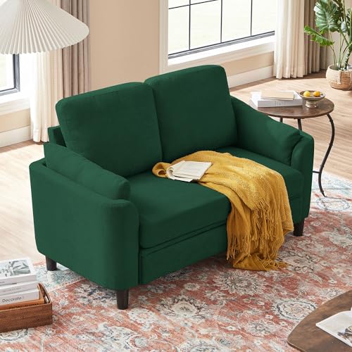 59" Loveseat Sofa, Mid Century Modern Love Seat with Back Cushions, 2-Seat Small Sofa Couch for Living Room Bedroom Small Spaces, Green - color: Green, size: Loveseat Sofa
