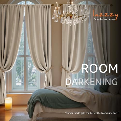 Extra Long Beige Velvet Curtains Rod Pocket 42×108 Inch 2 Panels | Soft Velvet, Room Darkening, For Tall Windows & High Ceilings, Light Shifting Texture, Elegant Drape, Cozy - color: R | Beige, size: 42"W x 108"L (Pack of 2)