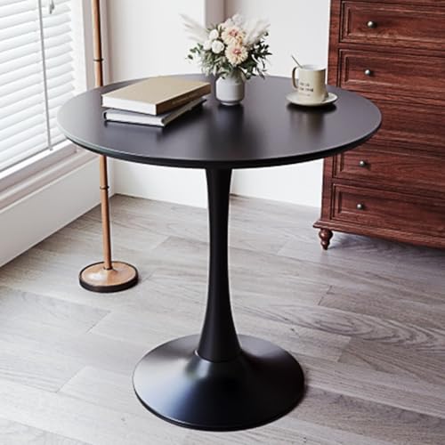 31.5" Tulip Table for 2-4 Persons Modern Round Dining Room Table, Mid-Century Modern Black Small Kitchen Table with MDF Wooden Top, Leisure Coffee Table for Living Room, Dining Room, Office - color: Black, size: 31.5"