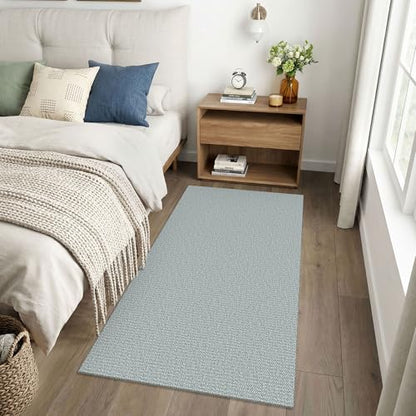 Washable Runner Rug, Non Slip Foyer Runner, 3x6 Ft, Turquoise/Gray | Washable Braided Runner Carpet, Non Slip Rubber Dot Backed, For Hallway, Kitchen, Entryway, Bedroom, Laundry Room, Foyer - color: Turquoise/Gray, size: 3' x 6' (Rectangular)