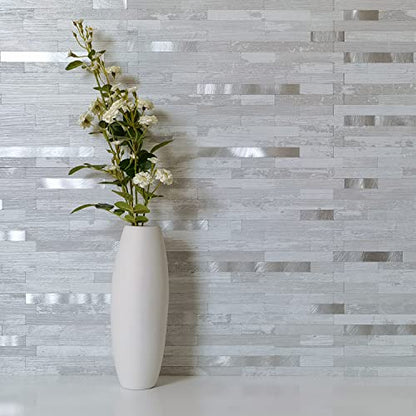DICOFUN 10-Sheet Peel and Stick Backsplash Tile, White Birch PVC Mixed Metal Stick on Backsplash Tiles for Kitchen, 9.4 sq.ft - color: White Birch and Metal Silver, size: 10 Sheets, 12’’x12’’x0.12’’