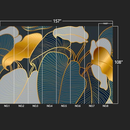 Golden Leaf wall murals Peel and Stick Modern Wallpaper for Bedroom Living Room - 108"x157" - color: W01, size: 108"x157"