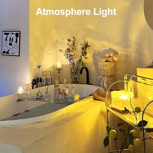 Avkast Ocean Wave Projector Light with Solid Wood Base,4.5" Mood Lighting Ambient Lighting with 16 Colors & Dynamic Ripple Effect, LED Night Lights Northern Projector for Bedroom Bathroom Room Decor - color: Corded - Ocean