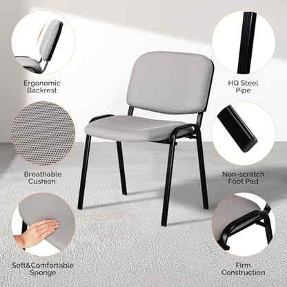 VINGLI 10-Pack Waiting Room Chairs, Stackable Chair for Office, Mesh-Grey | Stacking Chairs, Armless Church Chairs, Space-saving, Guest & Reception, Office Lobby, Business Hall - color: Mesh-grey, size: 10-pack
