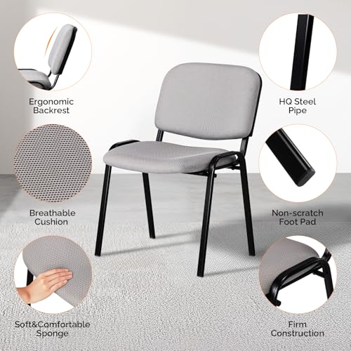 VINGLI 10-Pack Waiting Room Chairs, Stackable Chair for Office, Mesh-Grey | Stacking Chairs, Armless Church Chairs, Space-saving, Guest & Reception, Office Lobby, Business Hall - color: Mesh-grey, size: 10-pack