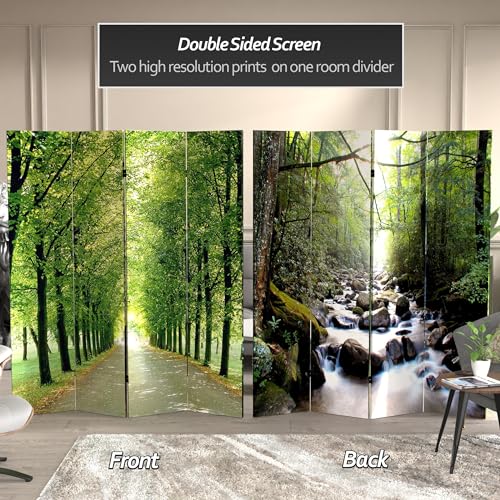 Red Lantern Double Sided Path of Life Canvas Folding Screen, 6 Foot - 4 Panel - size: 6 Foot - 4 Panel