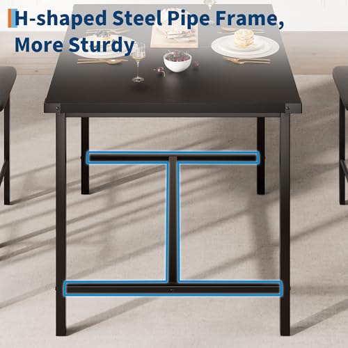 GAOMON Dining Table Set for 2 w/Backrest, Counter Height Table with 2 Upholstered Bar Stools, 3-Piece Kitchen Table Set with Footrest & Corner Protector, for Dining Room, Kitchen, Retro Black