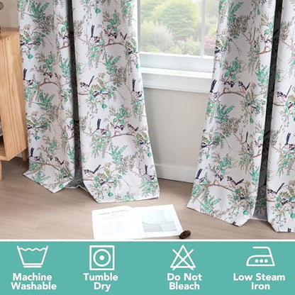 H.VERSAILTEX 꽃무늬 100% 암막 빈티지 커튼 160cm(63인치) 길이 2패널 패턴 단열 커튼 침실 거실 그로밋 창문 커튼 드레이프, 터키석/블랙 - color: 터키석/블랙., size: 52"W x 63"L (Pack of 2)