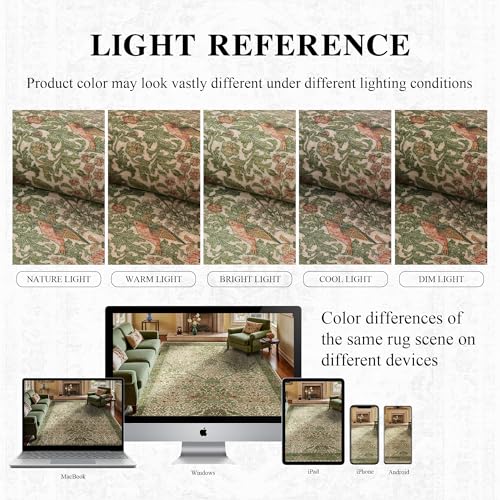 6ft Washable Area Rug Boho Non-Slip Carpet for Living Room Pink Green - color: Pink Green (Larger Pattern), size: 6' (Round)