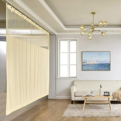TWOPAGES 5ft Wide x 7ft Tall Flame Retardant Divider Curtains Privacy Cubicle Curtain with Grommet Top (1 Panel,Beige Yellow) - color: Beige Yellow, size: 60"W x 84"L (Pack of 1)