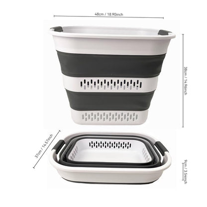 SAMMART 40L (10.5 Gallon) Collapsible Plastic Laundry Basket - Foldable Pop Up Storage Container/Organizer - Portable Laundry Hamper - Space Saving (1, White/Steel Grey) - color: White/Steel Grey