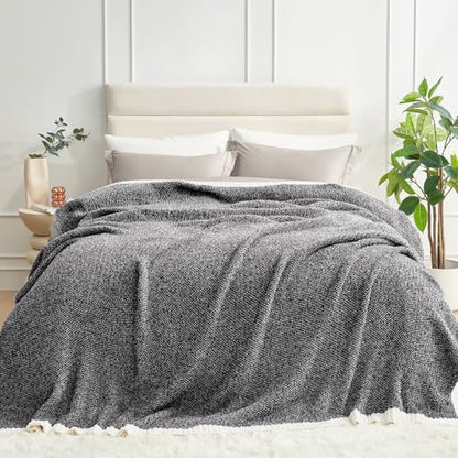 Snuggle Sac Queen Size Bedding Blanket Black, Super Soft Warm Cozy Bed Blankets Oversized Fuzzy Plush Blankets for Bed, Bedroom, Heather Black, 90x90 inches - color: Heather Black, size: Queen (90"x90")