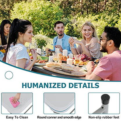 4FT Folding Table, Height Adjustable Table, Heavy Duty Plastic Tables Portable Fold-in-Half Utility Table w/Handle & Lock for Camping BBQ Party Banquet Wedding Market Events, 330LBS - size: 4 FT