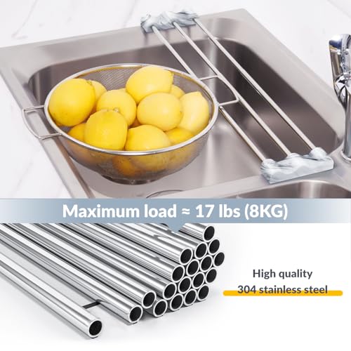 Tomorotec Adjustable Over-The-Sink Kitchen Rack, BPA-Free, Marble | Holds 16.5 Lbs; For Dishcloths, Sponges, and Brushes - Heat-Resistant Stainless Steel with Slim, Expandable Design - color: Marble