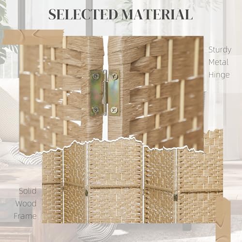 HOMCOM 8 Panel Room Divider, Folding Privacy Screen, 5.6', Natural | Room Separator, Wave Fiber Freestanding Partition Wall Divider - color: Natural, size: 8 Panel