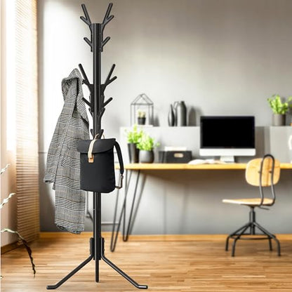 Simple Houseware Standing Coat/Hat Hanger Tree Shaped Rack, 18 Hooks, Black | For Entryway, Bedroom, and Hallway - color: Black