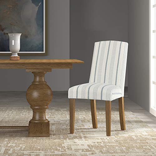 HomePop Classic Parsons Dining Chair - Blue Calypso Stripe (Set of 2) - color: Blue Calypso Stripe, style: Pack of 2